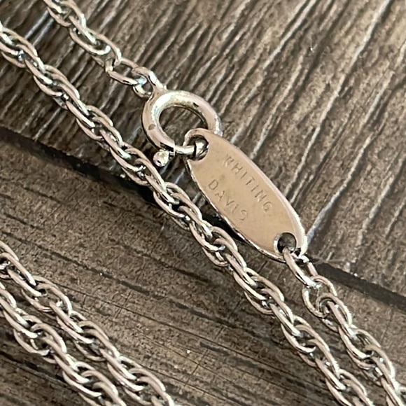 Vintage Whiting & Davis Frosted Floral Cameo, Silver-tone Chain - Picture 3 of 16